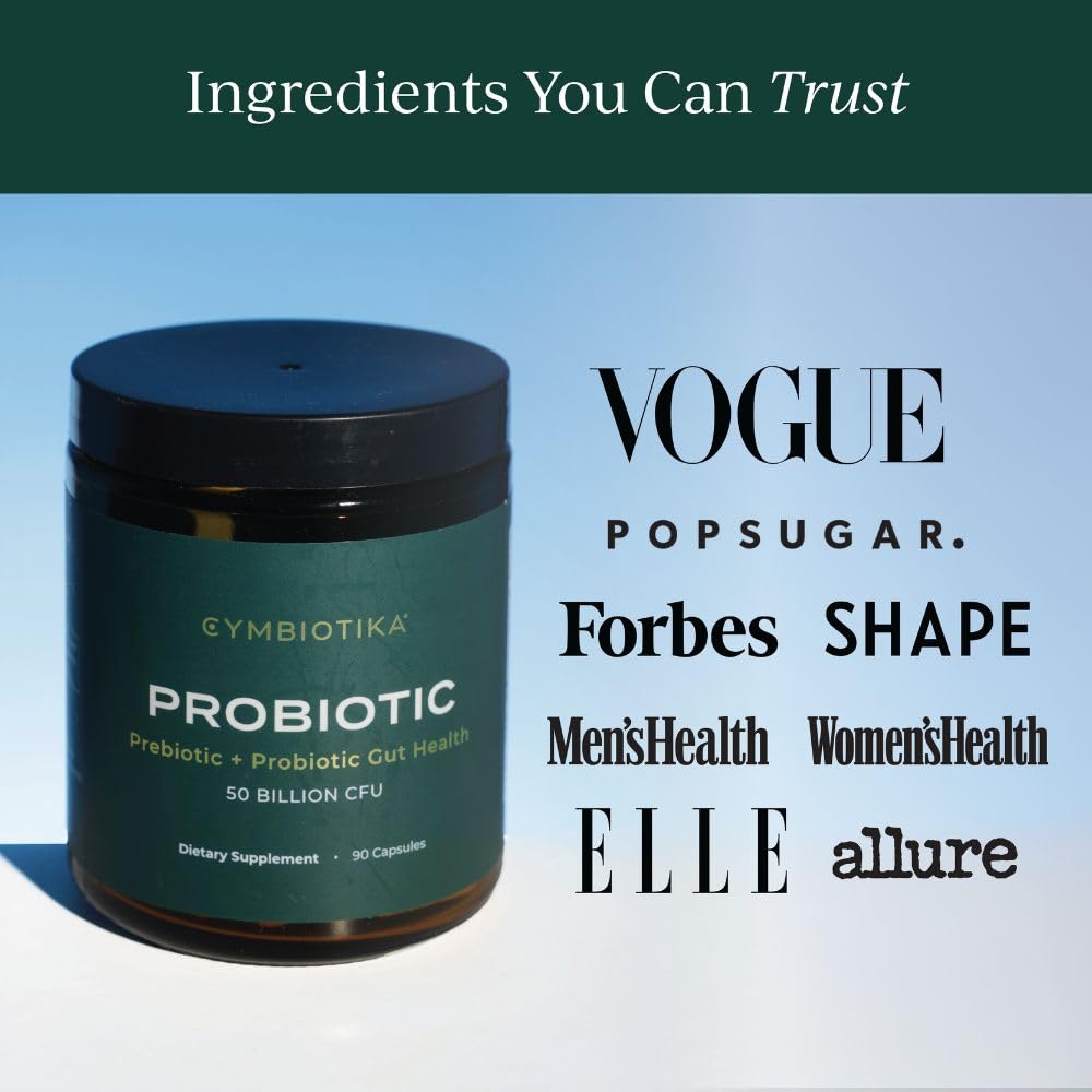 CYMBIOTIKA Probiotic + Prebiotic, 60 Billion CFU - 19 Strains, Gut Health Supplement for Women & Men, Immune Support, Digestive Health, & Gut Balance, 90 Capsules, 1 Month Supply, Made in USA CYMBIOTIKABuy Supplements Australia
