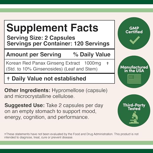 Ginseng Capsules (Korean Red Ginseng Extract, Panax Ginseng 10% Ginsenosides) Double Wood SupplementsBuy Supplements Australia