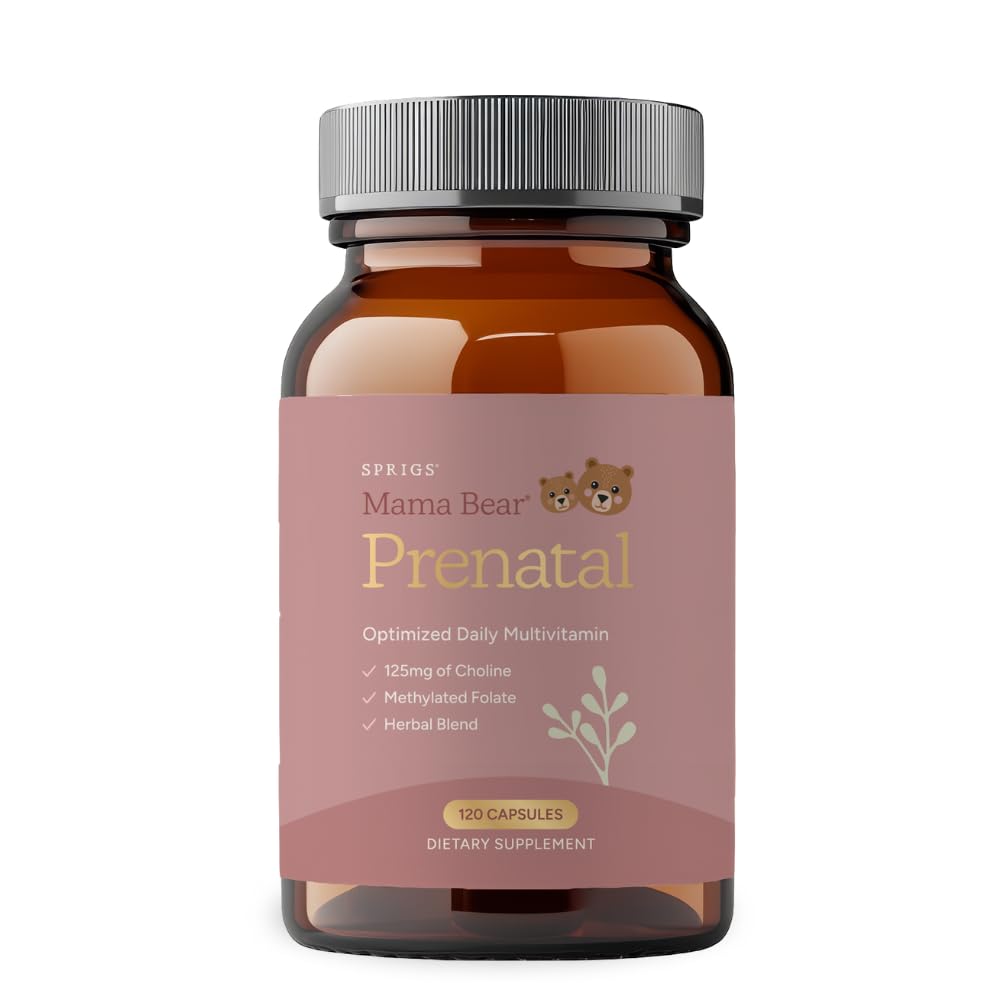 SPRIGS Mama Bear Prenatal Gold Multivitamin with Choline and Methylated Folate for Pregnancy Support Easy to Digest Prenatal Vitamins SPRIGSBuy Supplements Australia