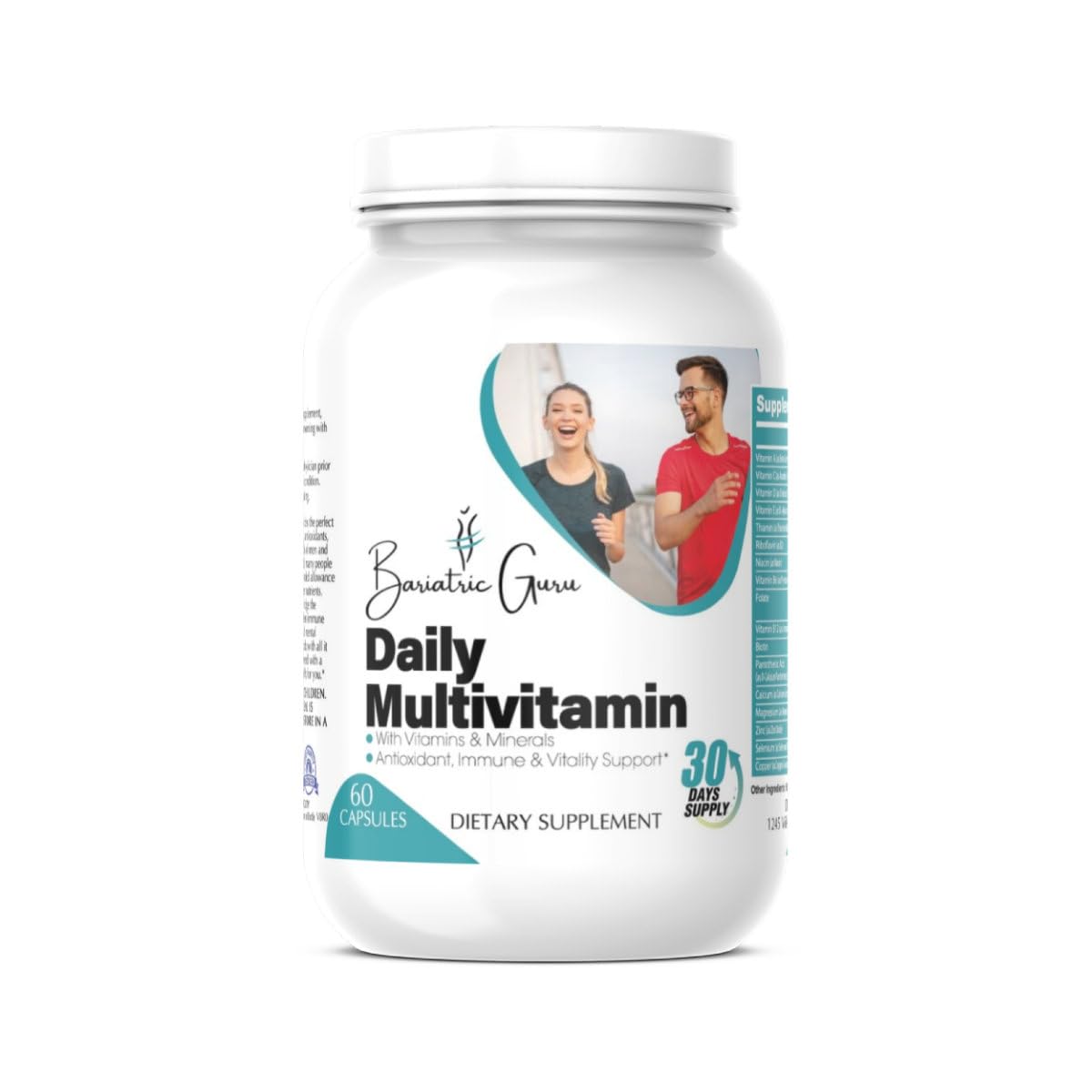 Bariatric Guru Daily Multivitamin – Complete Vitamins & Minerals with Vitamin A, C, D, E, B12, Biotin, Folate, Calcium, Magnesium, Zinc, Selenium, Chromium Bariatric GuruBuy Supplements Australia