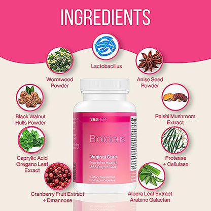 365 HER Biolicious Natural Vaginal Care Supplement (60 Capsules) | Neutralizes Odor and Reduces Discharge 365 HERBuy Supplements Australia