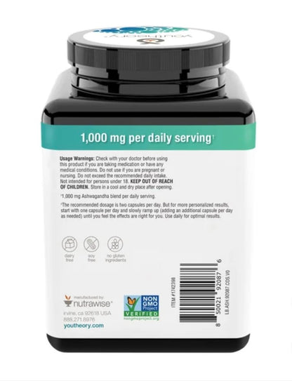 Youtheory Ashwagandha 1000mg with KSM-66 - Helps Support a Healthy Stress Response,180 Capsules (Pack of 1) YoutheoryBuy Supplements Australia