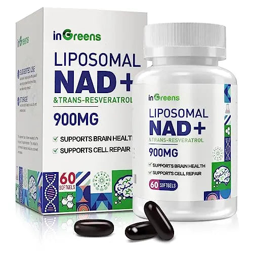 inGreens 900mg Liposomal NAD+ Supplement with 300mg Trans Resveratrol - Superior Absorption, Replaces NMN, Boost NAD+ for DNA Repair, Energy & Longevity, Aging Defense, 60 Softgels inGreensBuy Supplements Australia