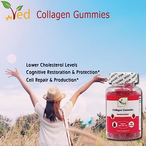 Ved Collagen Gummies; Chew Gummies Strawberry Flavour, Raw Unfiltered Collagen Gummies VedBuy Supplements Australia