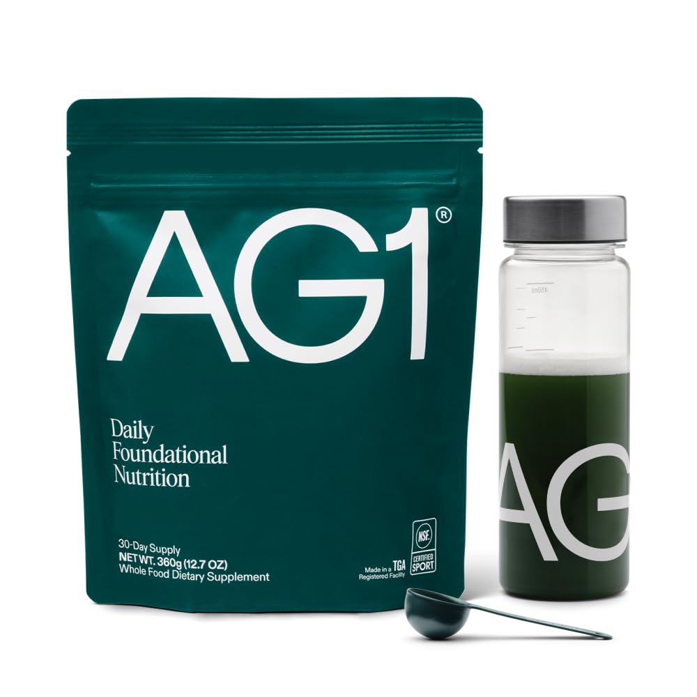 AG1 Greens Powder Supplement | Improve Gut Health | Multivitamin, Probiotic, Gluten Free, Vegan and Keto Friendly | Shaker & Scoop Included | 75 Vitamins (Athletic Greens), Classic Formula AG1 buy supplements Au