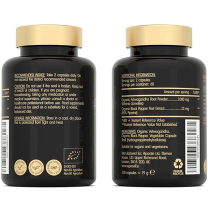Organic Ashwagandha High Strength - 1000mg Ashwagandha Capsules - Pure Ashwagand SuperSelfBuy Supplements Australia