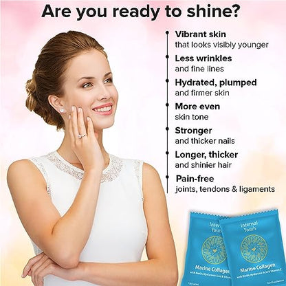 Marine Collagen Powder 10000mg with Hyaluronic Acid Biotin and Vitamin C A D3 E - Collagen Internal YouthBuy Supplements Australia