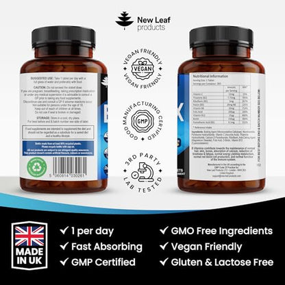 Vitamin B Complex - 365 Small Tablets (One Year Supply) High Strength All 8 B Vitamins NEW LEAF PRODUCTSBuy Supplements Australia
