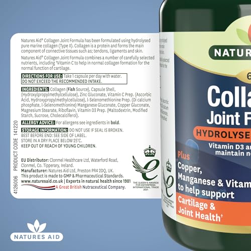 Natures Aid Collagen Joint Formula with Vitamin C, Copper and Manganese, Cartilage and Joint Health, 60 Capsules natures aidBuy Supplements Australia