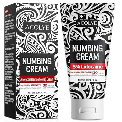 Acolye Numbing Cream Maximum Strength : 5% Lidocaine Topical Anesthetic - Extra Strength 5X Numbing with Menthol Arnica and Emu Oi (2 Fl Oz, Mint Flavor) AcolyeBuy Supplements Australia