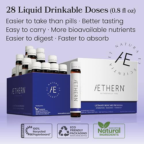 Collagen Drink + Hyaluronic Acid. Liquid Skincare Supplement. 12 High-Grade Natural Ingredients AETHERNBuy Supplements Australia