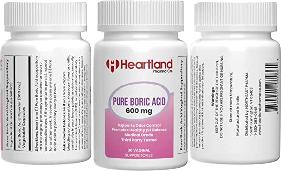 Heartland Pharma Boric Acid Vaginal Suppositories Medical Grade 100% USA Manufactured (30 ct)(1 Pack) Heartland PharmaBuy Supplements Australia