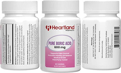 Heartland Pharma Boric Acid Vaginal Suppositories Medical Grade 100% USA Manufactured (30 ct)(1 Pack) Heartland PharmaBuy Supplements Australia