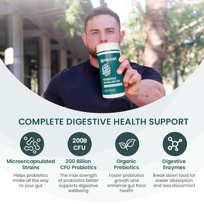 UpNourish Probiotics - 200 Billion CFUs, 15 Strains, Prebiotics & Enzymes - 60 Vegan Cap UpNourishBuy Supplements Australia