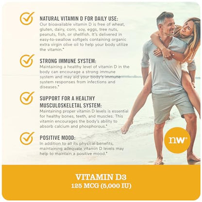 NatureWise Vitamin D3 5000iu (125 mcg) Healthy Muscle Function, and Immune Support NatureWiseBuy Supplements Australia