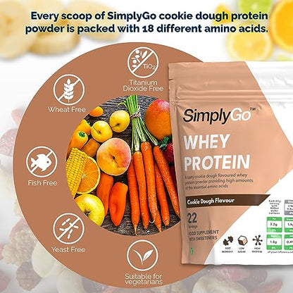 SimplyGo Whey Protein Powder | 900g | Simply Add 30g to Water, Juice or Shakes (Cookie Dough) Simply SupplementsBuy Supplements Australia