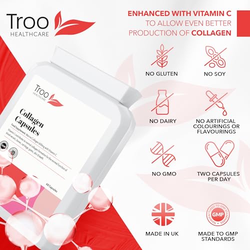 Troo Marine Collagen Supplement - 60 High Strength Capsules 1200mg Serving - Hydrolysed Marine Collagen Peptides with Vitamin C Troo Health CareBuy Supplements Australia