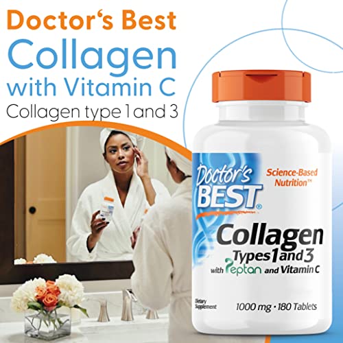 Doctor's Best, Collagen Types 1 and 3, Peptane & Vitamin C, 1,000mg, 180 Tablets Doctor's BESTBuy Supplements Australia