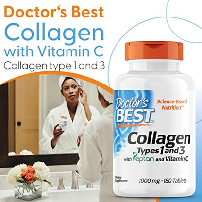 Doctor's Best, Collagen Types 1 and 3, Peptane & Vitamin C, 1,000mg, 180 Tablets Doctor's BESTBuy Supplements Australia