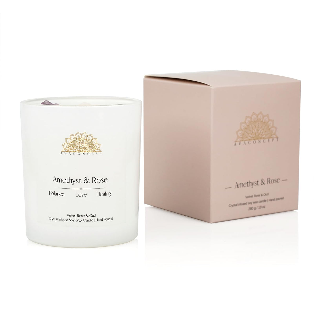 Ava Concept Scented Crystal Candle 10 oz jar Candle (Velvet Rose & Oud) ava conceptBuy Supplements Australia