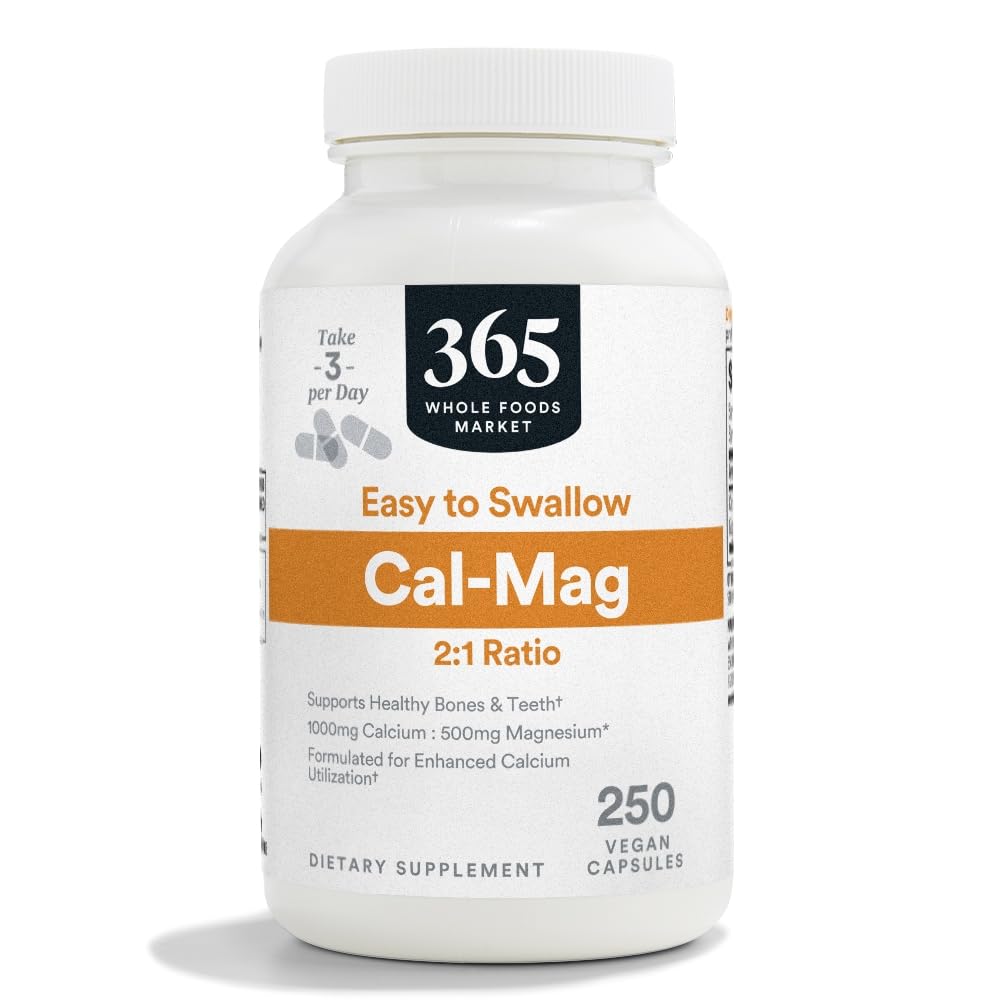 365 by Whole Foods Market, Cal-Mag 2:1 Ratio, Easy-to-Swallow Vegan Capsules, 250 Count 365 by Whole Foods MarketBuy Supplements Australia