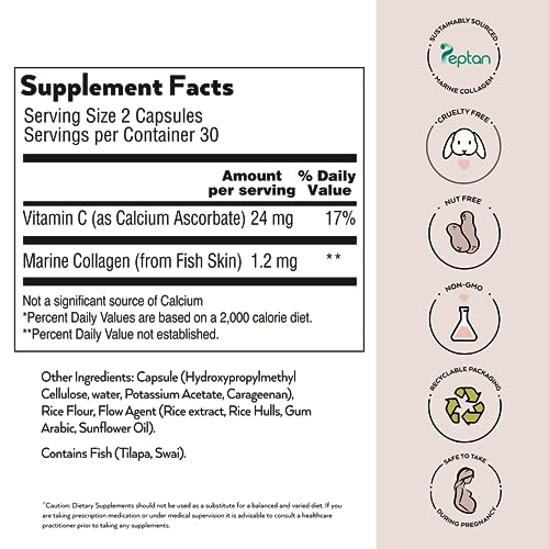 Simone Thomas Wellness, SkinQuencher Marine Collagen with Vitamin C, Food Supplement 60 Capsules Simone Thomas WellnessBuy Supplements Australia