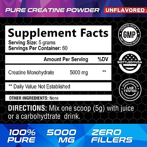 Micronized Creatine Monohydrate Powder - 100% Pure Unflavored Creatine Powder Nature's NutritionBuy Supplements Australia
