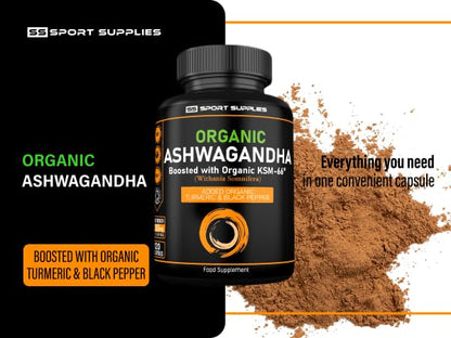Organic Ashwagandha Capsules 1200mg Boosted with 100mg of Organic KSM-66 SS Sport SuppliesBuy Supplements Australia