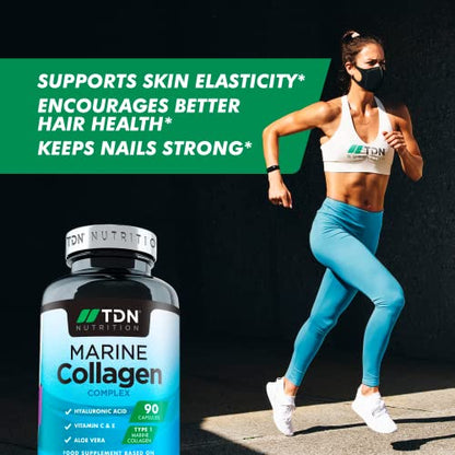 Marine Collagen Capsules 1400mg with Hyaluronic Acid, High Strength Collagen Supplement TDNBuy Supplements Australia