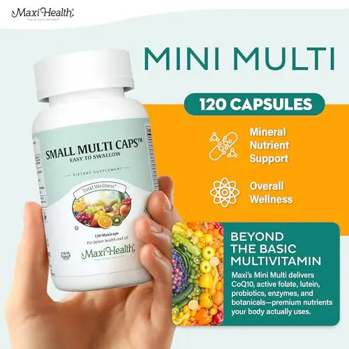 Maxi Health Multivitamin – Easy to Swallow Multi Vitamin Capsules with 30 Nutrients, Iron & Probiotics – Kosher Daily Multivitamins Small Capsules Maxi Health