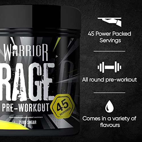 Warrior - RAGE Pre Workout Powder – Lightnin’ Lemonade 392g, WA-RG-045-01 WarriorBuy Supplements Australia