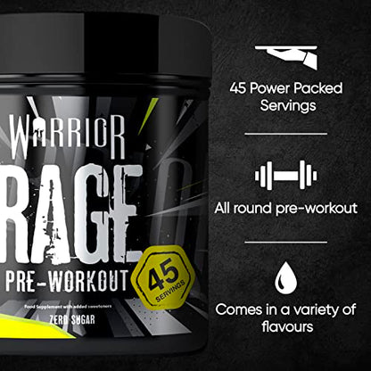 Warrior - RAGE Pre Workout Powder – Lightnin’ Lemonade 392g, WA-RG-045-01 WarriorBuy Supplements Australia