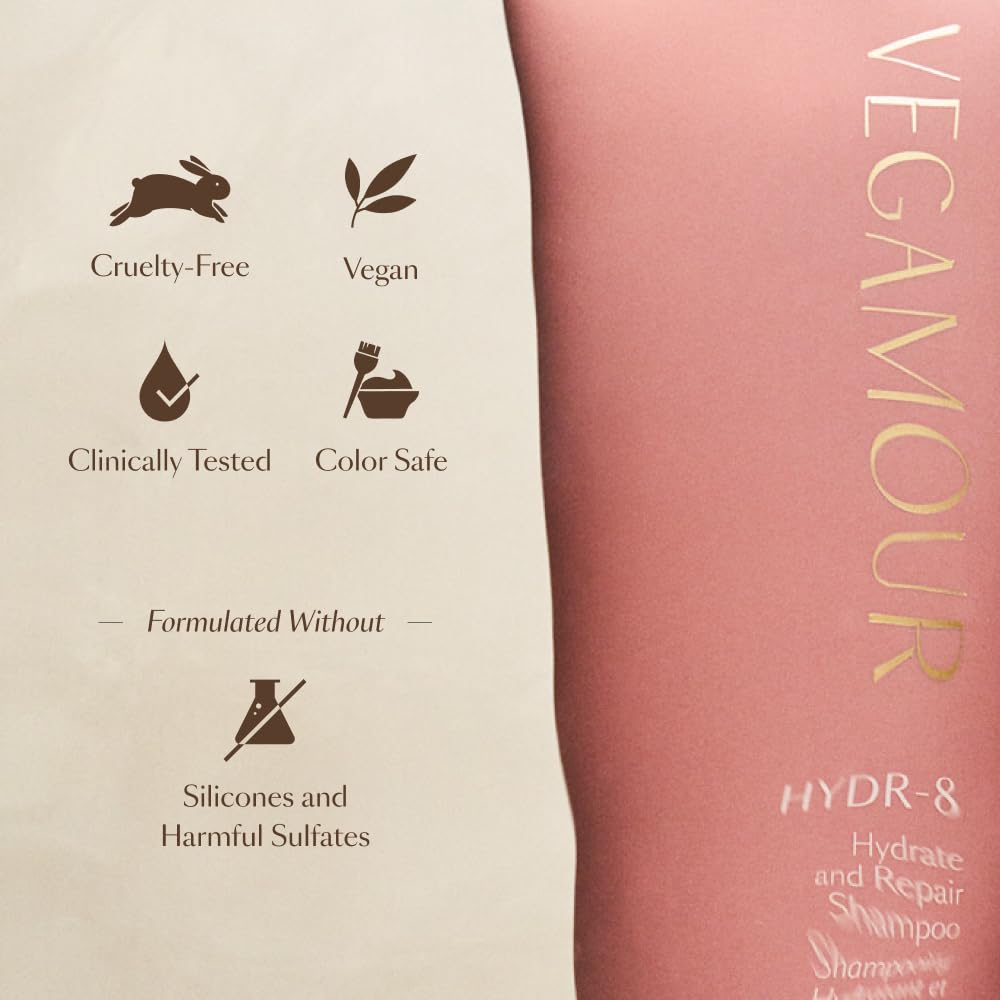 VEGAMOUR HYDR-8 Hydrate and Repair Shampoo | Cleanses and Hydrates Dry, Damaged Hair with Amino Acids and Karmatin™| Clean, Vegan, Cruelty-Free, Clinically Proven and Color Safe (8 Fl Oz) VEGAMOURBuy Supplements Australia
