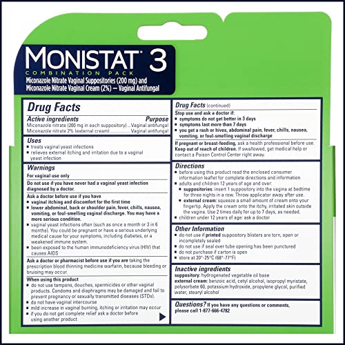 Monistat 3 Day Yeast Infection Treatment for Women, 3 Miconazole Suppository Inserts & External MonistatBuy Supplements Australia
