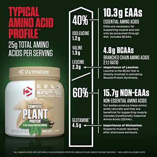 Dymatize Vegan Plant Protein, Smooth Vanilla, 25g Protein, 4.8g BCAAs, Complete DymatizeBuy Supplements Australia