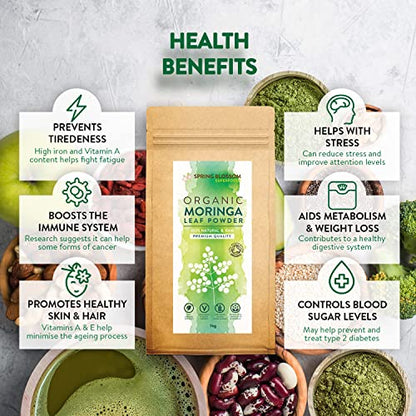 1KG Moringa Superleaf Powder Oleifera 100% Organic Raw Premium Quality Non-GMO Spring BlossomBuy Supplements Australia