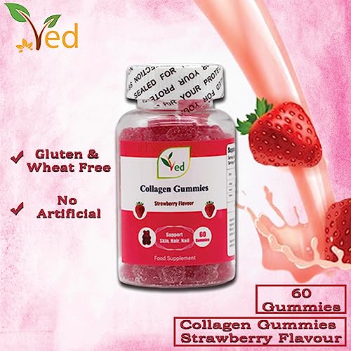 Ved Collagen Gummies; Chew Gummies Strawberry Flavour, Raw Unfiltered Collagen Gummies VedBuy Supplements Australia