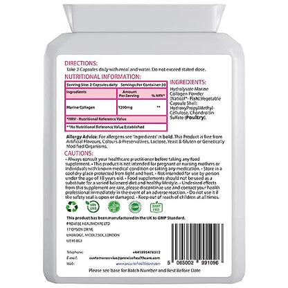 Marine Collagen Type 1 and Type 2 1200mg - 60 Capsules | UK Manufactured PH PROWISE HealthcareBuy Supplements Australia