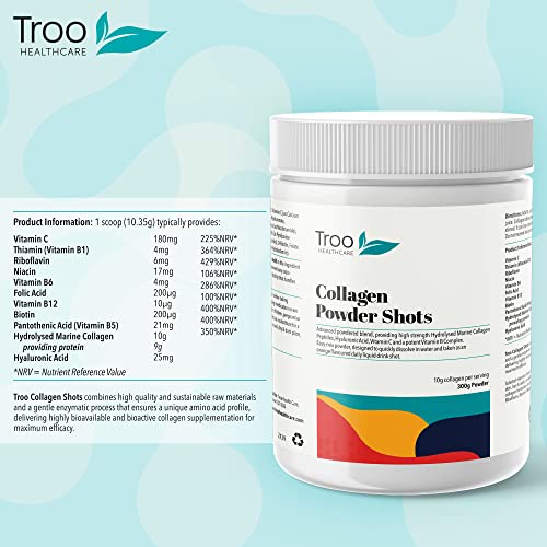 Hydrolysed Marine Collagen Peptides Powder Enhanced with Essential Vitamins 300g Troo Health CareBuy Supplements Australia