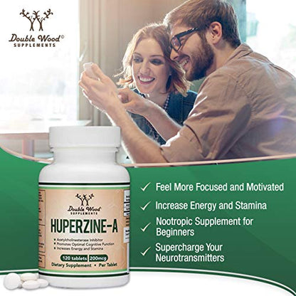 Huperzine A 200mcg (Third Party Tested) Manufactured in The USA, 120 Tablets, Brain Double Wood SupplementsBuy Supplements Australia