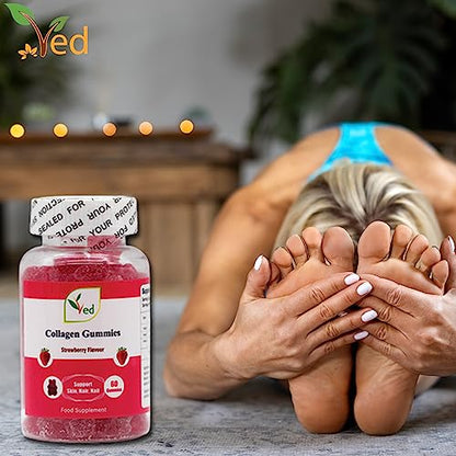 Ved Collagen Gummies; Chew Gummies Strawberry Flavour, Raw Unfiltered Collagen Gummies VedBuy Supplements Australia