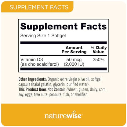 NatureWise Vitamin D3 2000iu (50 mcg) Healthy Muscle Function, and Immune Support NatureWiseBuy Supplements Australia