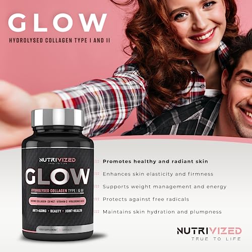 Nutrivized Glow Hydrolysed Type 1&3 Collagen with Premium Pure C8 MCT Oil - Vitamin C & Hyaluronic Acid NutrivizedBuy Supplements Australia