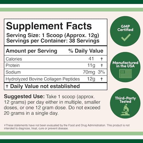 Collagen Peptides Powder - Hydrolyzed Collagen, Keto Safe - 16.08oz - Multi Type 1, 2 Double Wood SupplementsBuy Supplements Australia