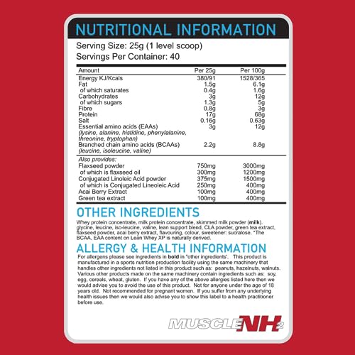 MuscleNh2 Lean Whey XP Diet Whey Protein Powder, Low Fat and Sugar, High Protein MuscleNh2Buy Supplements Australia