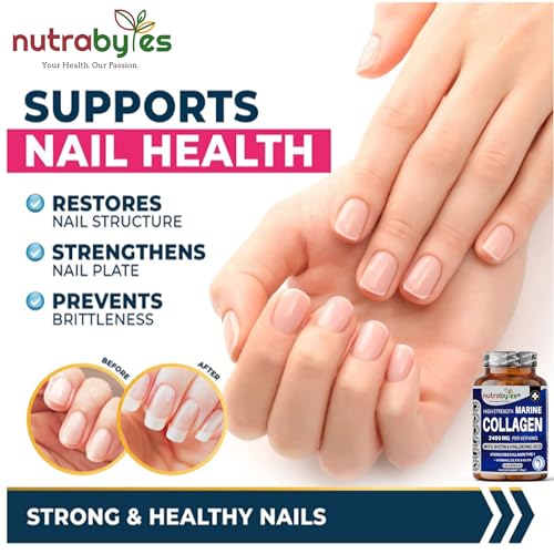 High Strength Marine Collagen 2400mg with Hyaluronic Acid 100mg, Biotin, Vitamin C, D3, B12 and Silica NUTRABYTESBuy Supplements Australia