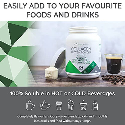 Pure Health Unflavored Collagen Powder Supplement 454g | 20g of Protein Per Serving Pure HealthBuy Supplements Australia