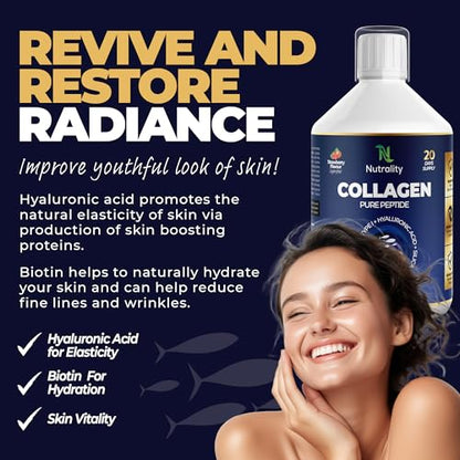 Nutrality Marine Collagen Sugar Free Liquid | Peptides, Hyaluronic Acid, Silica, Biotin, 10000mg Type 1 NutralityBuy Supplements Australia