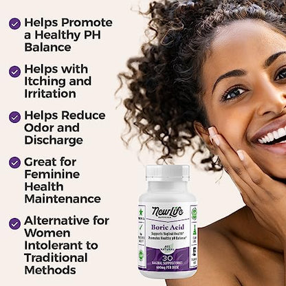 NewLife Naturals Boric Acid Suppositories for Women - 600mg NewLife NaturalsBuy Supplements Australia