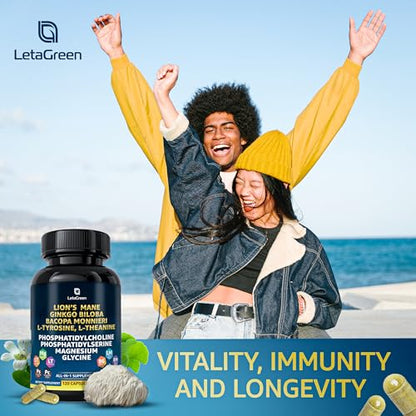 LetaGreen Organic Lions Mane Supplement Capsules - 120 Real Mushrooms Lion's Mane LetaGreenBuy Supplements Australia